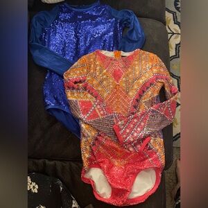 2 beautiful sequence, leotards, child youth, large 10/12